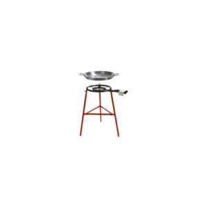 Garcima Mirador Paella Pan Set with Burner, 24 Inch Carbon Steel Outdoor Pan and Reinforced Legs