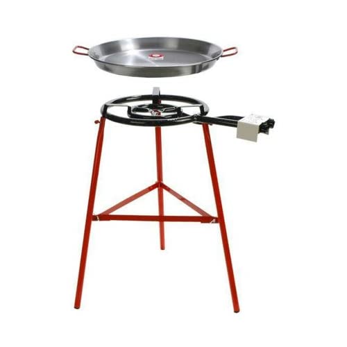 Garcima Mirador Paella Pan Set with Burner, 24 Inch Carbon Steel Outdoor Pan and Reinforced Legs