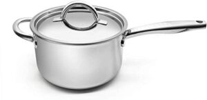 fortune candy 4-quart saucepan with lid, tri-ply, 18/8 stainless steel, advanced welding technology, dishwasher safe, induction ready, mirror finish