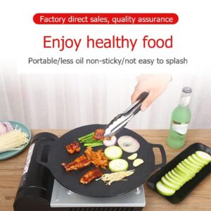 Korean Non-stick Round Baking Pan, 8 in 1 Korean BBQ Grill Pan,Non-stick Granite Coating,Round Griddle Pan, for Both Home and Outdoor stoves Grilling, Frying, Sauteing (12 inches)