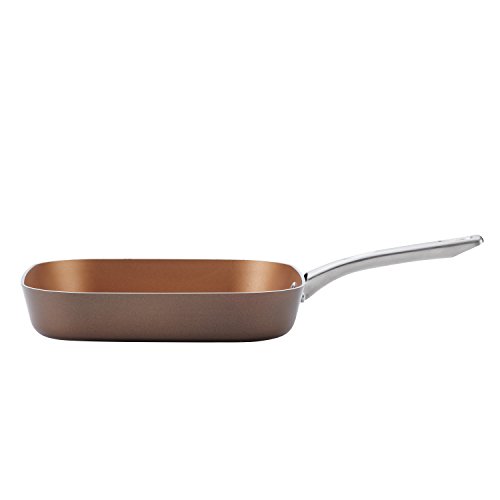 Ayesha Curry Home Collection Nonstick Square Grill Pan / Griddle Pan - 11.25 Inch, Brown Sugar