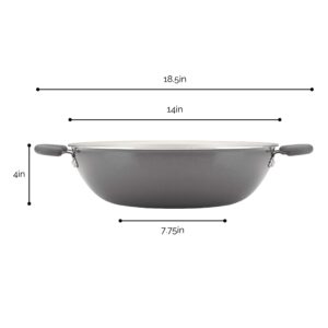 Rachael Ray Create Delicious Nonstick Stir Fry Pan, 14.25-Inch Wok, Gray Shimmer