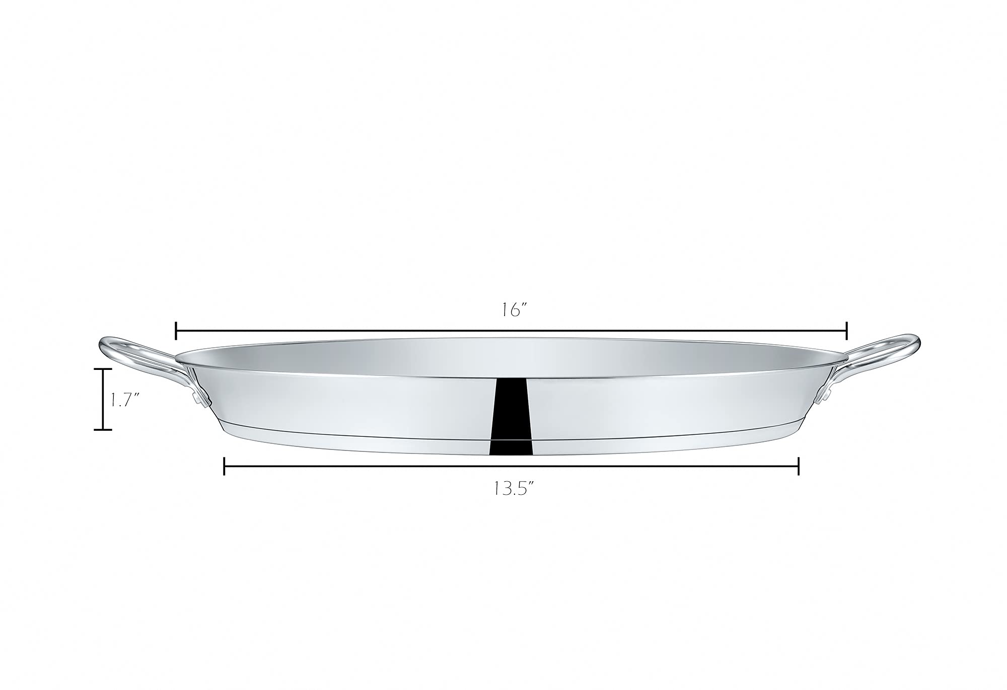 Concord Premium Stainless Steel Paella Pan with Heavy Duty Triply Bottom (16" (40 CM))