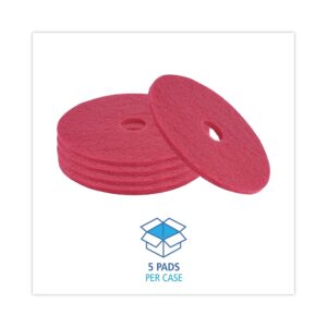 Boardwalk BWK4019RED 19 in. Diameter Buffing Floor Pads - Red (5/Carton)