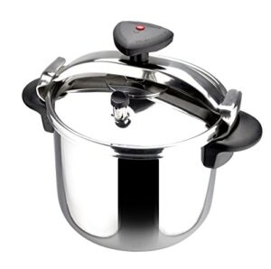 magefesa star quick easy to use pressure cooker, 18/10 stainless steel, suitable for induction. thermodiffusion bottom, 3 security systems (14 quart)
