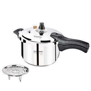 vitasunhow stainless steel pressure cooker with steamer basket, faster cooking and safety pressure release (5-liter)