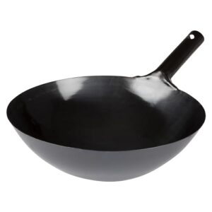 Winco Chinese Wok with Integral Handle, 14-Inch, Black