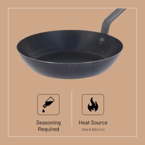 de Buyer LA LYONNAISE Blue Carbon Steel Fry Pan - 10.25” - Ideal for Browning, Simmering, Searing & Reheating - Naturally Nonstick - Made in France