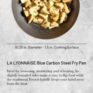 de Buyer LA LYONNAISE Blue Carbon Steel Fry Pan - 10.25” - Ideal for Browning, Simmering, Searing & Reheating - Naturally Nonstick - Made in France