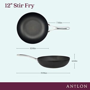 Anolon Nouvelle Copper Hard Anodized Nonstick Wok/Stir Fry Pan/Wok Pan - 12 Inch, Onyx Black