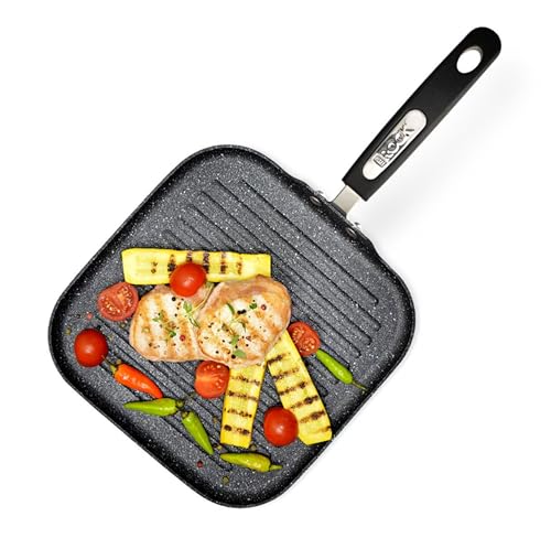 THE ROCK by Starfrit 10" Grill Pan with Bakelite Handle, Black