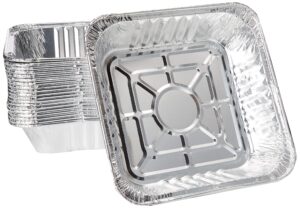 10" x 10" strong aluminum square -poultry- baking pans (pack of 20) – great for transporting - disposable silver foil cooking tins - ideal for poultry, coffee cakes,