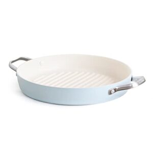 greenpan padova hard anodized healthy ceramic nonstick, 11" grill pan, pfas-free, dishwasher safe, light blue