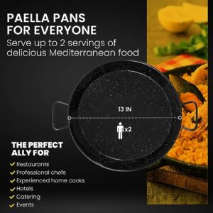 Machika Paella Pan| Professional Induction Cookware| Enameled Steel Nonstick Pan for Cooking Mediterranean Food, Steaks & More | Ideal for Restaurants, Catering, Events | 2 Servings | 13 in |