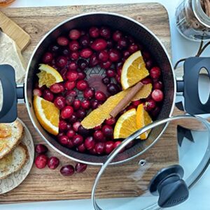 IMUSA USA 5 Quart Talent Master Line Nonstick Dutch Oven with Glass lid & Thermal Signal, Brown, (IMU-20077)