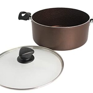 IMUSA USA 5 Quart Talent Master Line Nonstick Dutch Oven with Glass lid & Thermal Signal, Brown, (IMU-20077)