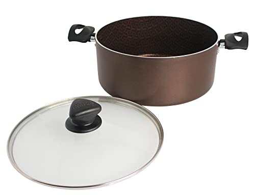 IMUSA USA 5 Quart Talent Master Line Nonstick Dutch Oven with Glass lid & Thermal Signal, Brown, (IMU-20077)