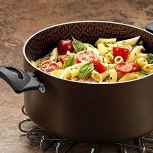 IMUSA USA 5 Quart Talent Master Line Nonstick Dutch Oven with Glass lid & Thermal Signal, Brown, (IMU-20077)