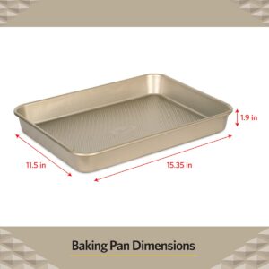 Glad Baking Pan Nonstick - Oblong Metal Dish for Cake and Lasagna - Heavy Duty Carbon Steel Bakeware, Medium