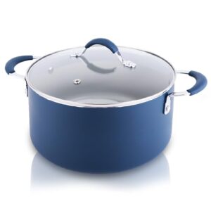 nutrichef dutch oven pot with lid - non-stick high-qualified kitchen cookware with see-through tempered glass lids, 5 quart (works with models: nccw14sblu & nccw20sblu) - nutrichef nccw14sbludop