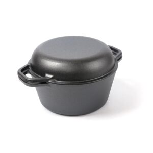 hawok pre-seasoned cast iron 2 in 1 dutch oven with loop handles 5-qt cast iron dutch oven pot with lid black