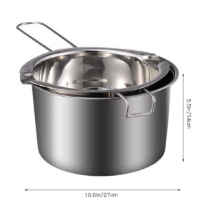 EXCEART 1 Set Double Boiler Pot Stainless Steel Water Boiling Melting Pot with Dual Pour Spout for Candle Butter Chocolate Cheese Caramel 400ml