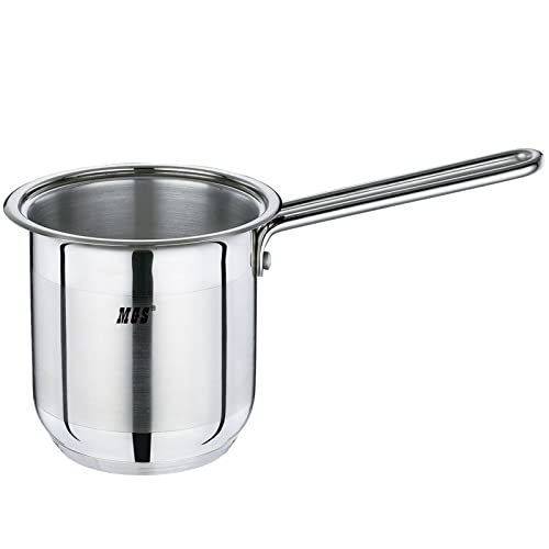 Premium 18/10 Stainless Steel Stockpot Milk Pan with Glass Lid,1.6-Quart Sauce Pan Professional Cooking Pot Cookware with Long Heatproof Handle,Easy Clean & Dishwasher Safe