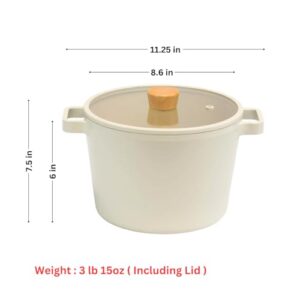 Fika NEOFLAM FIKA Deep Stock Pot for Stovetops and Induction | Glass Lid with Wood Knob | Made in Korea (8.7in / 4.9qt)