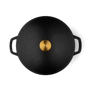 Milo by Kana 5.5-quart Enameled Cast Iron Dutch Oven with Lid | Premium Casserole Cooking Pot | Enamel Coating Inside and Out | Oven Safe and Dishwasher Friendly (Black with Gold Knob)