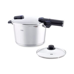 fissler stainless steel vitaquick pressure cooker with glass lid, for all cooktops, 8.5 quarts