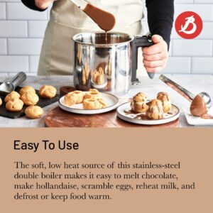 de Buyer Double Boiler Bain-Marie - 1.6 qt - Ideal for Cooking, Warming & Defrosting Delicate Foods, Including Custards & Sauces - Easy to Use