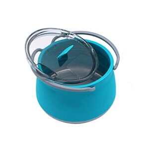 folding saucepan, camp cookware hiking silicone folding saucepan water kettle with lid cookware travel camping pot(blue)