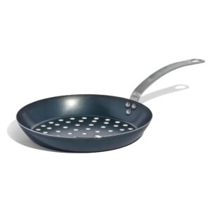 made in cookware - 11" blue carbon steel grill frying pan - (like cast iron, but better) - professional cookware - crafted in france - induction compatible