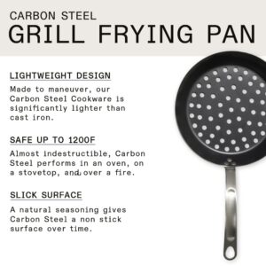 Made In Cookware - 11" Blue Carbon Steel Grill Frying Pan - (Like Cast Iron, but Better) - Professional Cookware - Crafted in France - Induction Compatible
