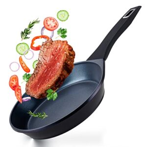kcjoy frying pan, heavy-duty-cast-aluminum base frying pans nonstick 10", nonstick frying pan with black handle oven safe compatible with all stoves