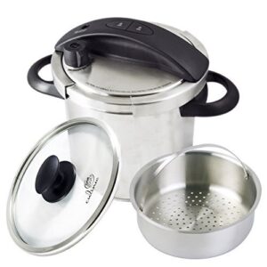 culina one-touch pressure cooker. stovetop, 6 qt. stainless steel with steamer basket