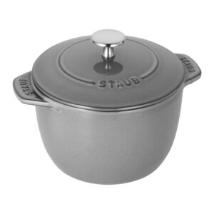 staub cast iron 1.5-qt petite french oven - graphite grey, made in france