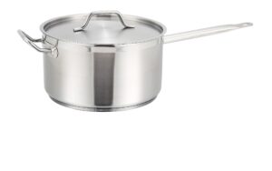 winco sssp-10, 10-quart stainless steel sauce pan with cover helper handle, classic saucepot with lid