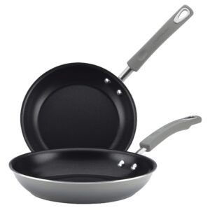 rachael ray brights nonstick frying pan set / fry pan set / skillet set - 9.25 inch and 11 inch, gray