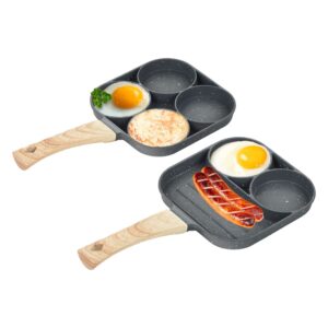 impresa 2 pack nonstick aluminum egg frying pan & skillet set - 4-hole, 6 circular molds, suitable for electric stovetop and induction cookers