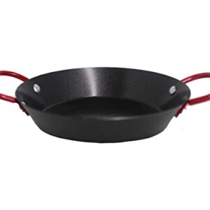 IMUSA USA Paella Pan, 6", Black with Red Handles