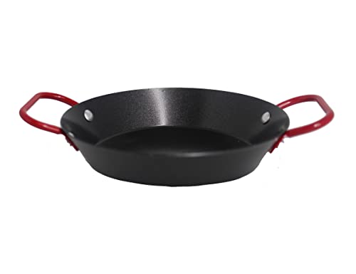 IMUSA USA Paella Pan, 6", Black with Red Handles