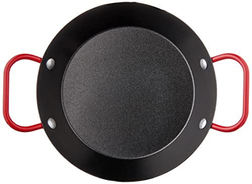 IMUSA USA Paella Pan, 6", Black with Red Handles