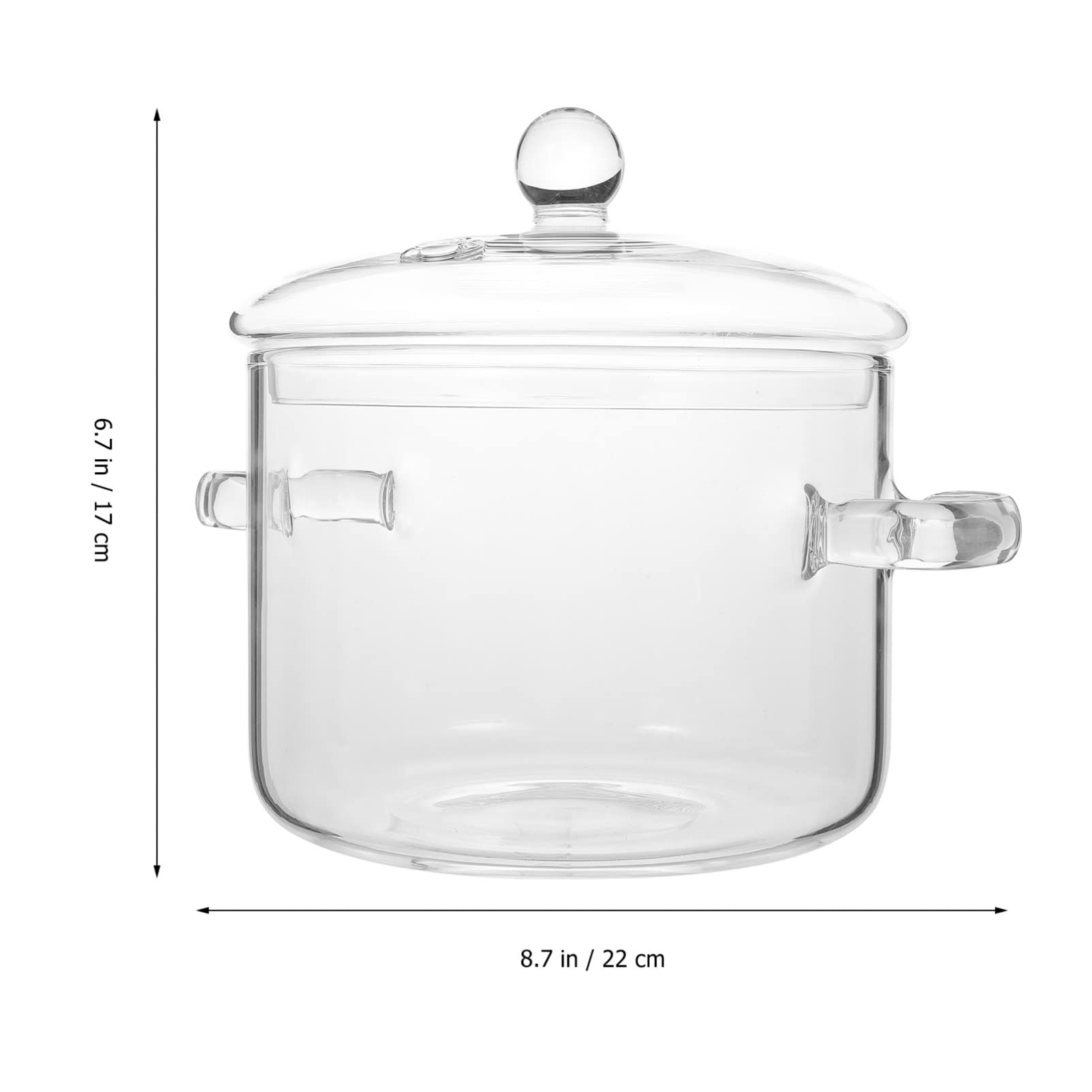 64 oz Glass Pots For Cooking On Stove Soup Pot Glass Saucepan With Covers Stovetop Cooking Pot Noodle Cooker Pot With Double Handle For Pasta Noodle Milk 1900ml