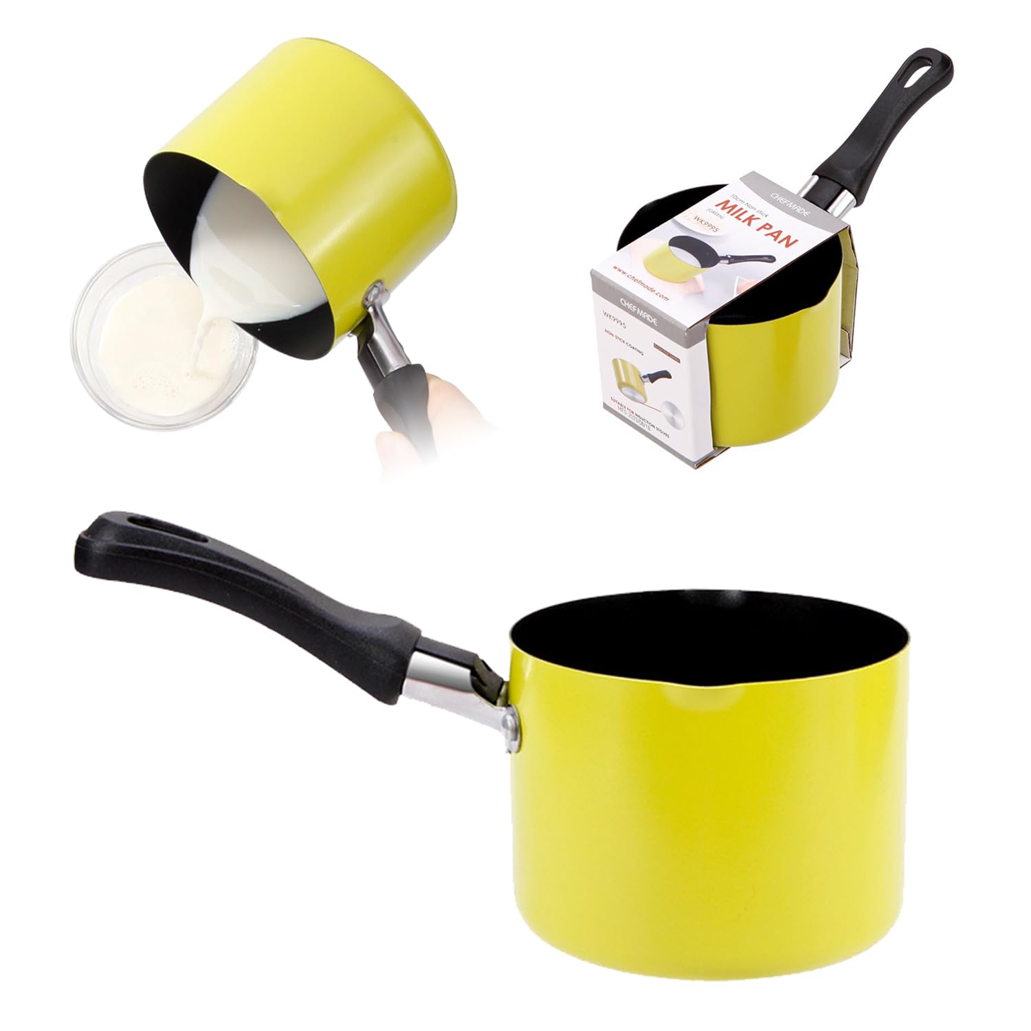 Mini Saucepan, 0.5QT Green Nonstick Butter Warmer with Handle 2 Pour Spouts Multi Milk Pot Stockpot Practical Small Melting Pot Valentine's Day Gift