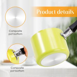 Mini Saucepan, 0.5QT Green Nonstick Butter Warmer with Handle 2 Pour Spouts Multi Milk Pot Stockpot Practical Small Melting Pot Valentine's Day Gift