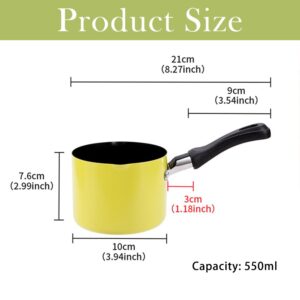 Mini Saucepan, 0.5QT Green Nonstick Butter Warmer with Handle 2 Pour Spouts Multi Milk Pot Stockpot Practical Small Melting Pot Valentine's Day Gift