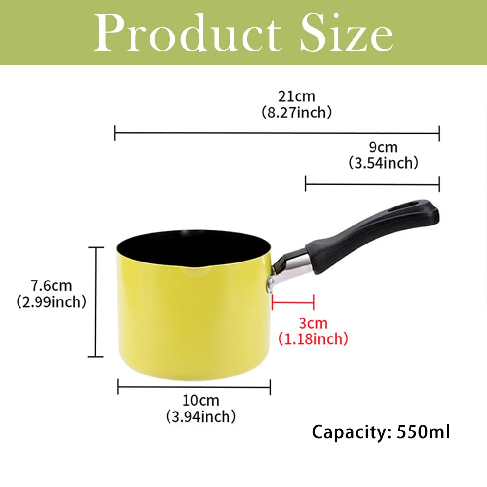 Mini Saucepan, 0.5QT Green Nonstick Butter Warmer with Handle 2 Pour Spouts Multi Milk Pot Stockpot Practical Small Melting Pot Valentine's Day Gift