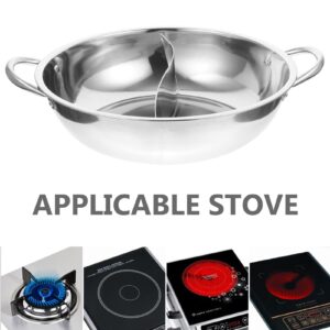 CALLARON Shabu Shabu Yuanyang Hot Pot 28CM Stainless Steel Hot Pot Divided Hot Pot For Electric Induction Cooktop Gas Stove