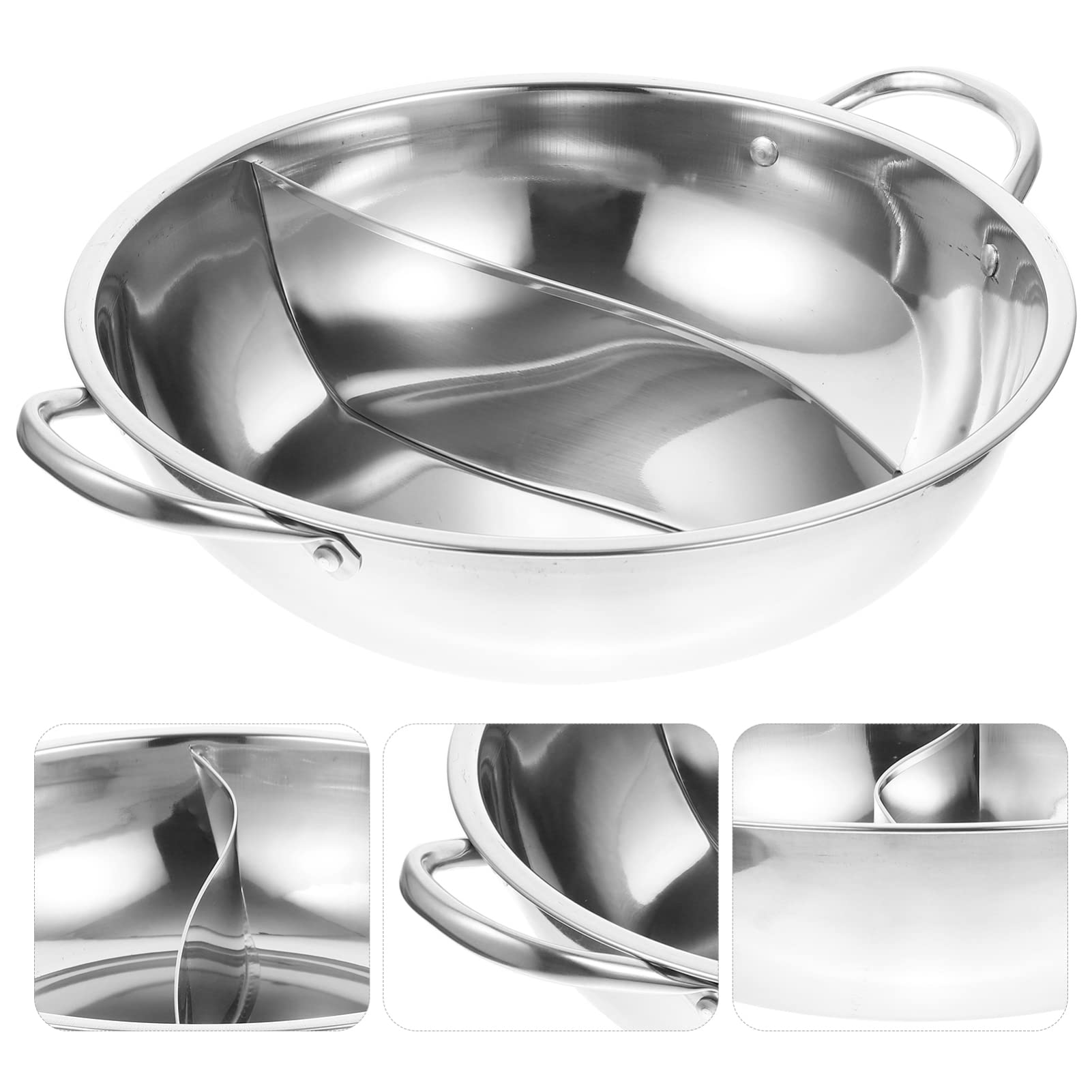 CALLARON Shabu Shabu Yuanyang Hot Pot 28CM Stainless Steel Hot Pot Divided Hot Pot For Electric Induction Cooktop Gas Stove